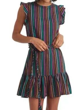 Marine Layer Multicolor Striped Tie-Waist Mini Dress